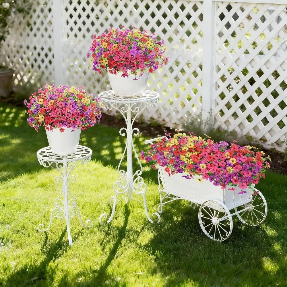 12 Bundles UV Resistant Artificial Outdoor Flowers Faux Plants Multicolor Decor - Picture 6 of 8